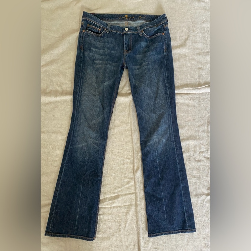 Women’s 7 For All Mankind Flynt Dark Wash Jeans Flare Leg Y2K Size 30 Size
